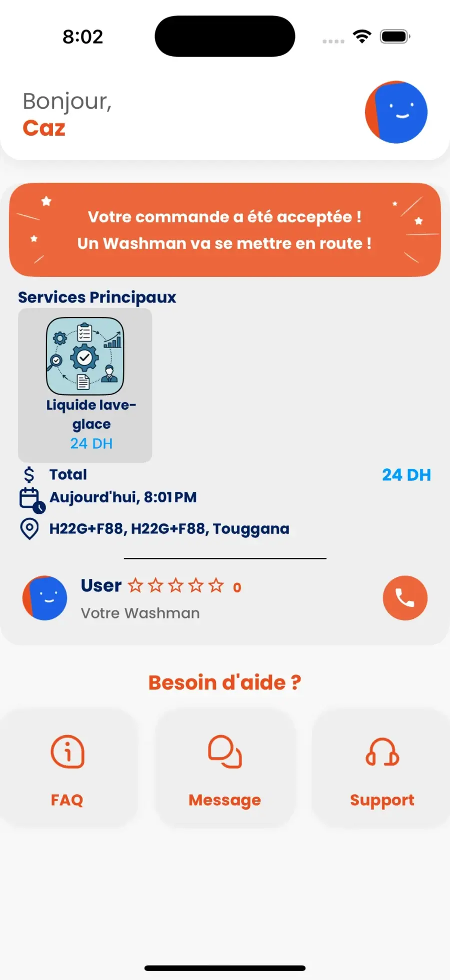 WashMinute app — Meet your assigned washman