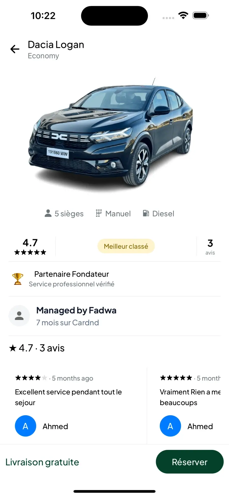 Cardnd app — The car, the agency and customer reviews