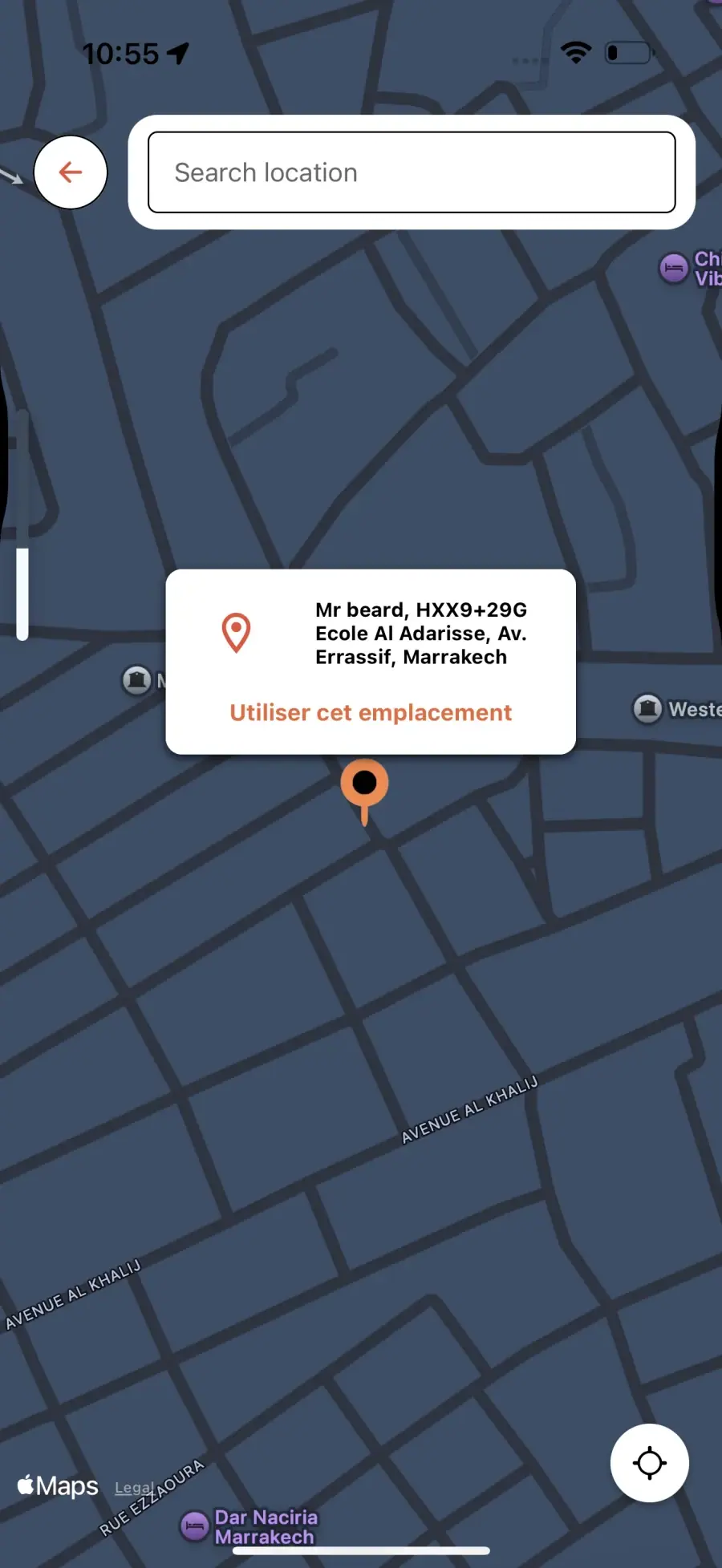 WashMinute app — Confirm the exact service location