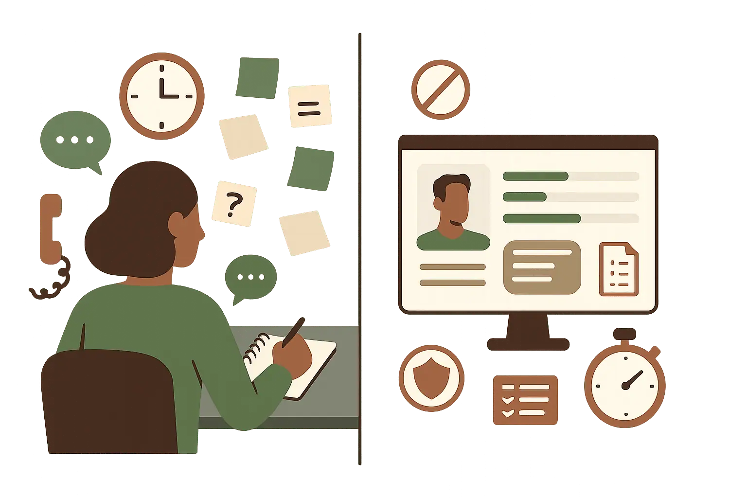 Manual screening notes transformed into structured reports
