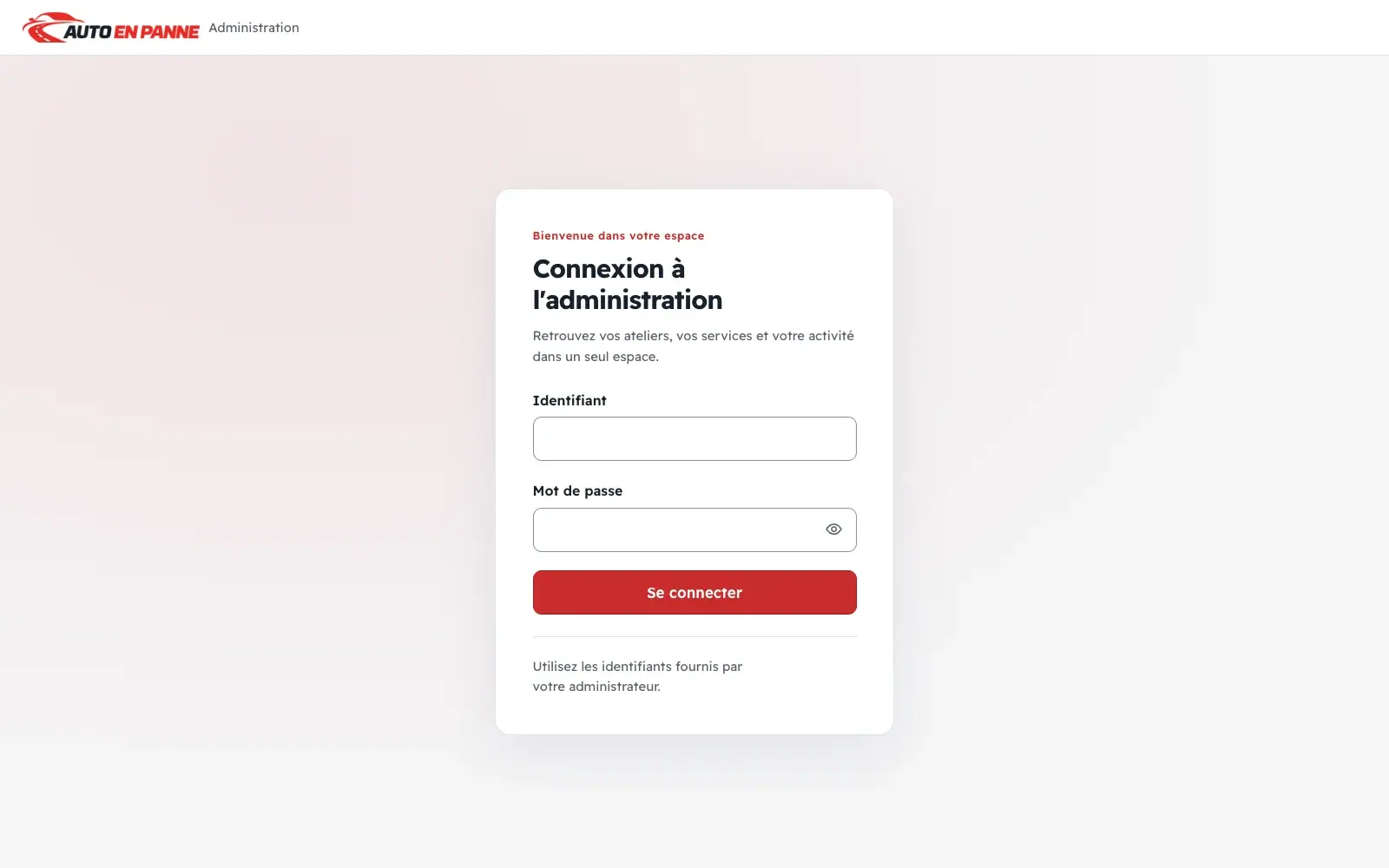 Administrator sign-in