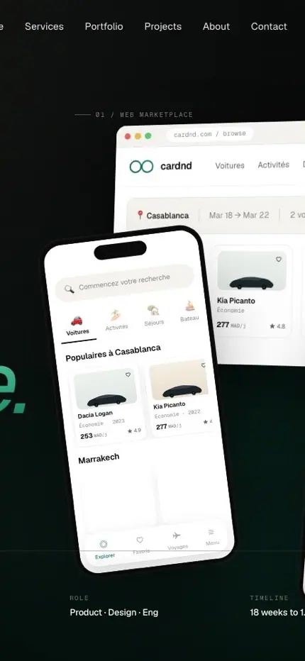 Cardnd (Mobile marketplace · Morocco) — homepage on a phone