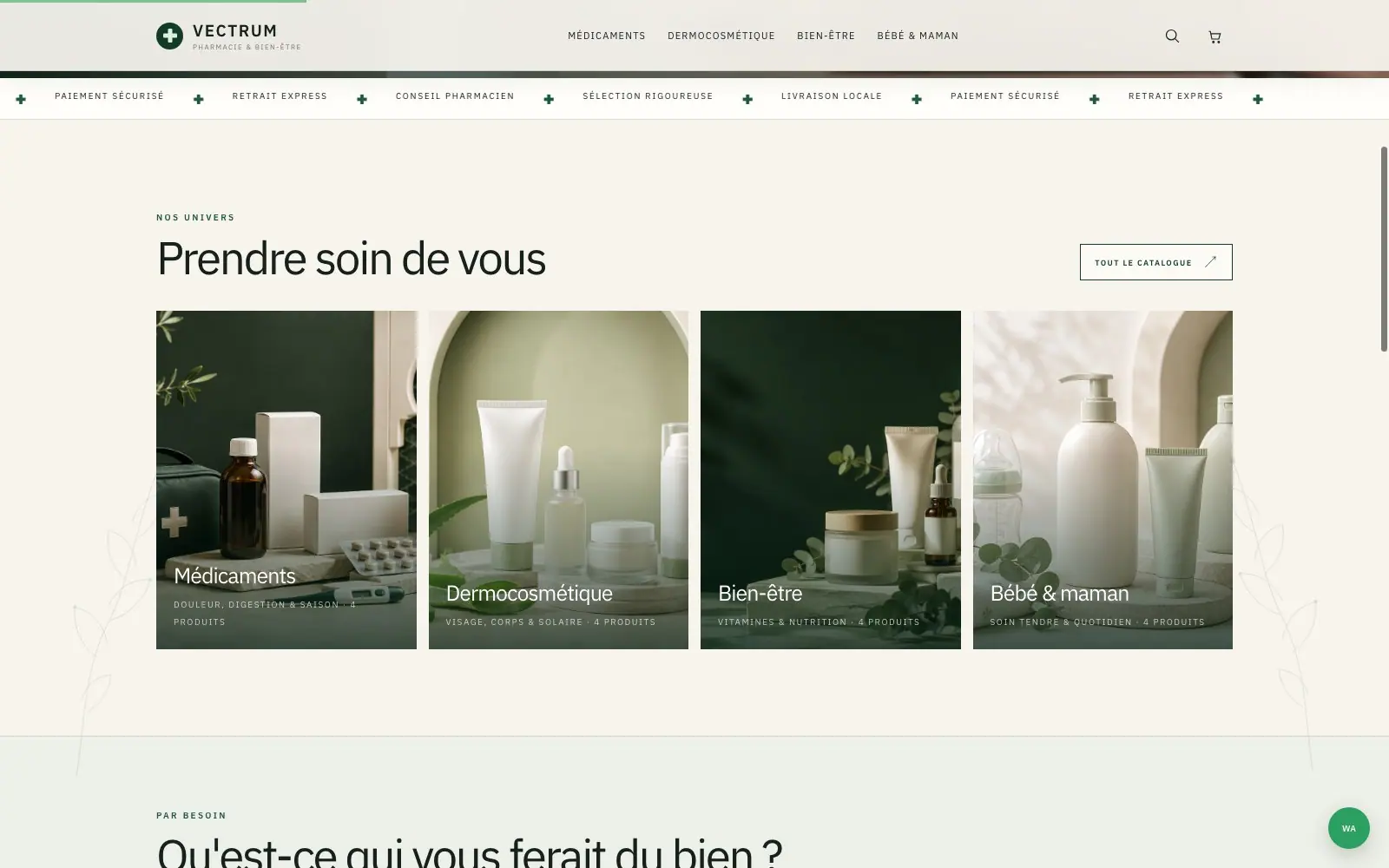 Vectrum Pharmacie (Pharmacy & parapharmacy) — product catalogue page