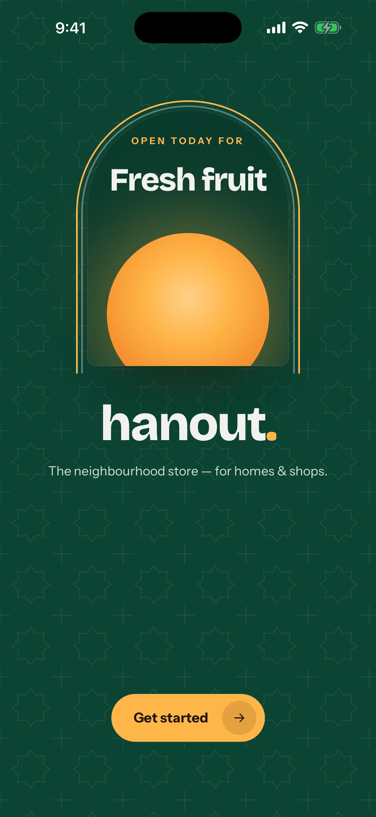 Hanout app — An arch. A rising sun. A familiar welcome.