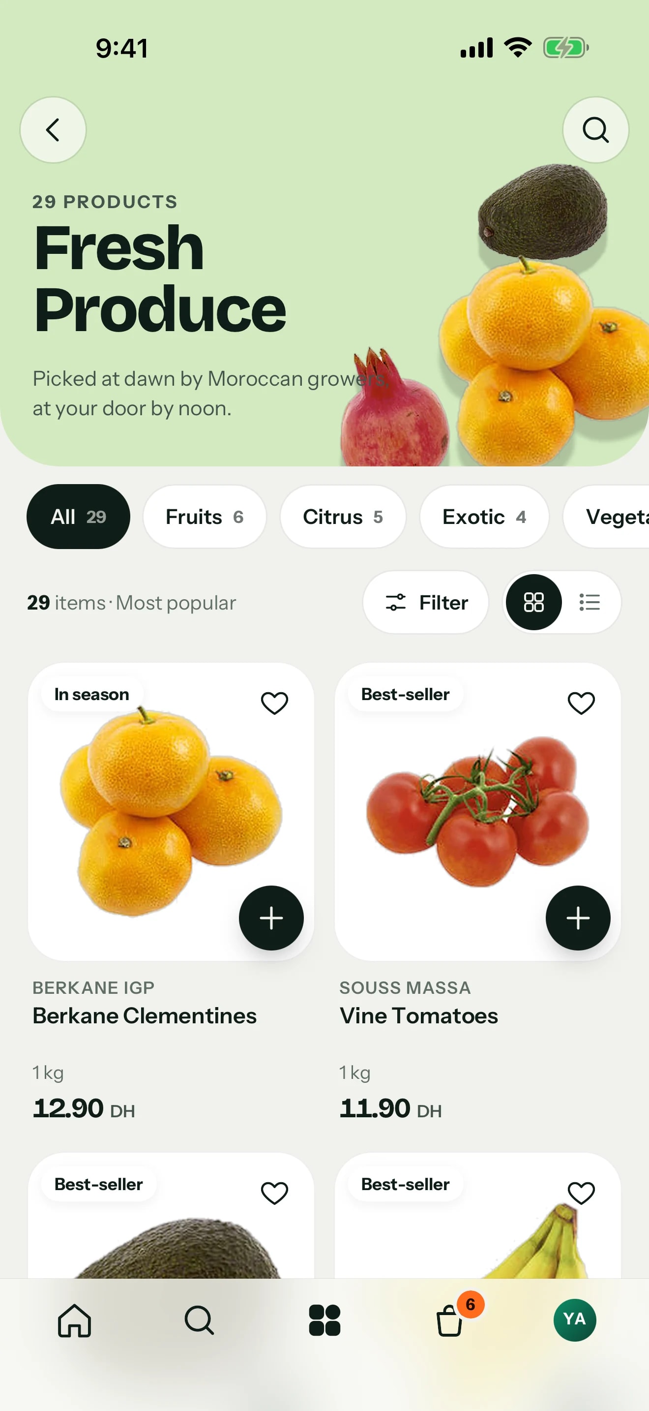 Hanout app — Browse produce by category