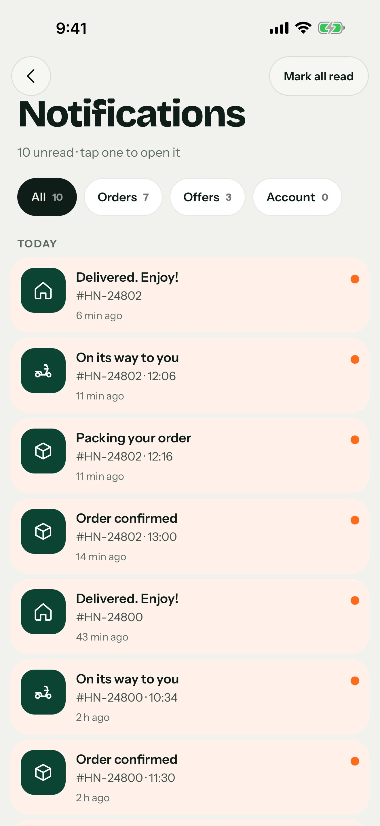 Hanout app — Notifications, All
