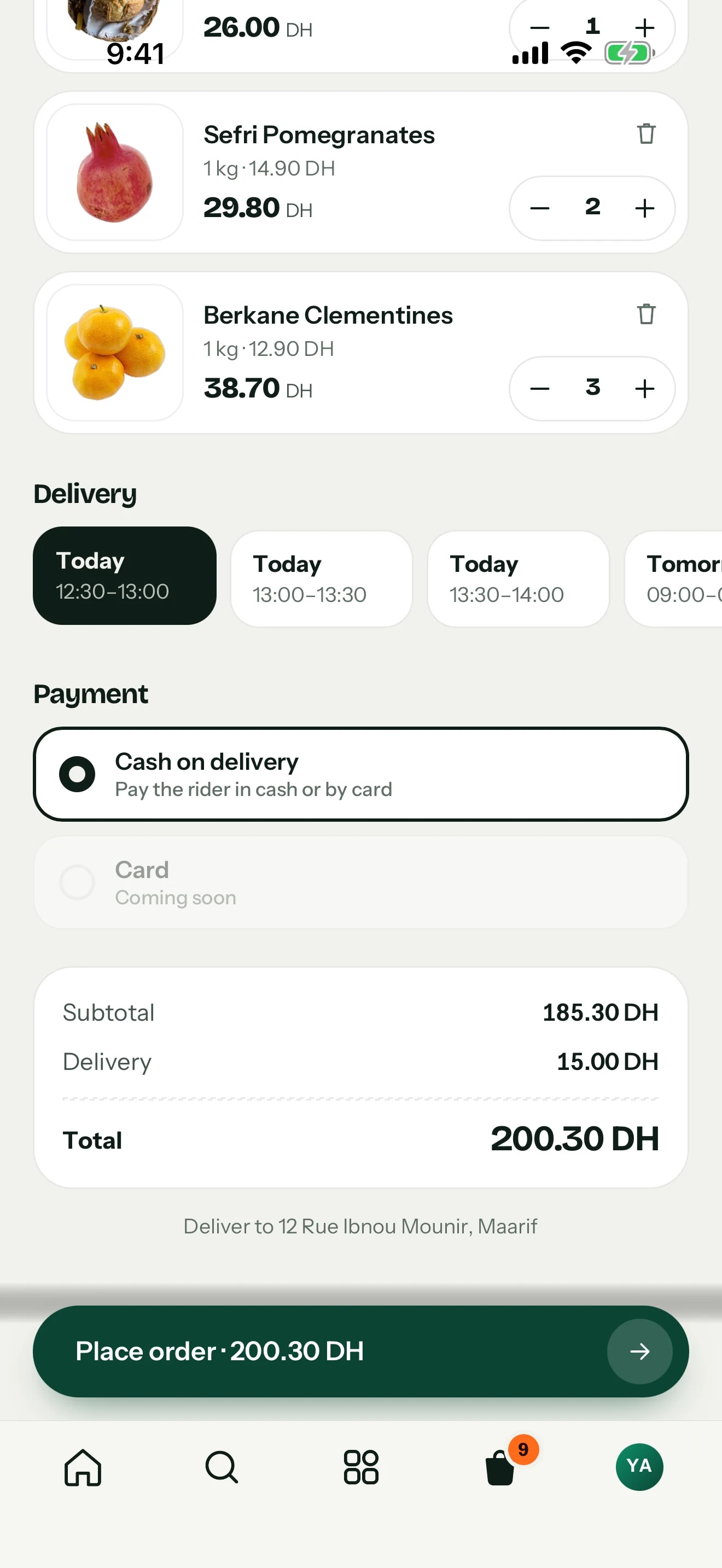 Hanout app — Delivery, cash on delivery and clear totals